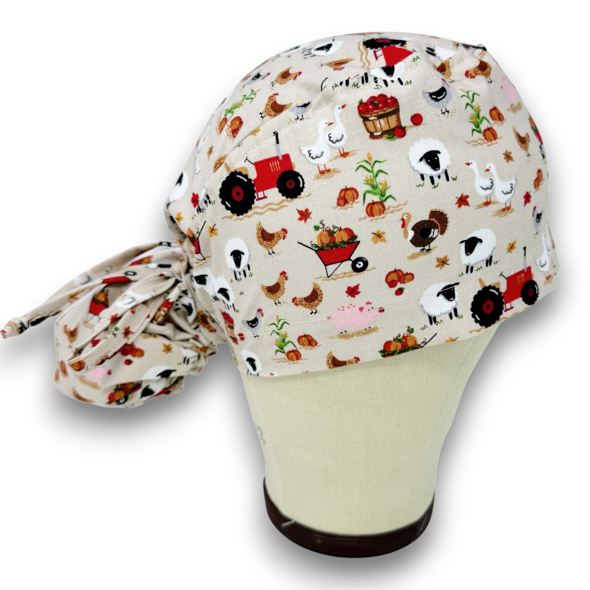 Harvest Farm Ponytail scrub cap for women with satin lined option by Paradise Caps.