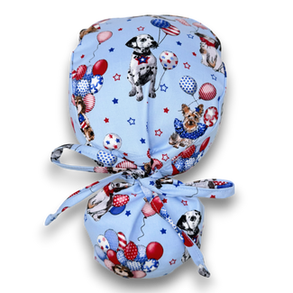Dog Ponytail scrub cap for women with satin lined option by Paradise Caps.