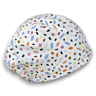 Euro scrub cap for women. Spring Petals European surgical hat with satin lined by Paradise Caps.