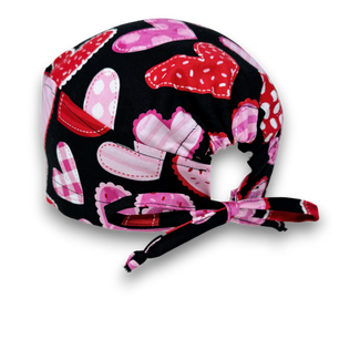Valentine's day skull tie-back style scrub hat by Paradise Caps.