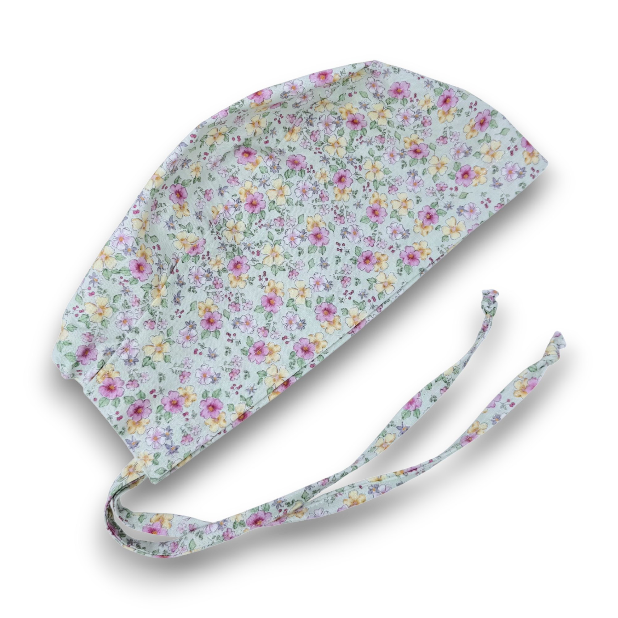 Floral Skull tie-back style surgical scrub cap for men by Paradise Caps.