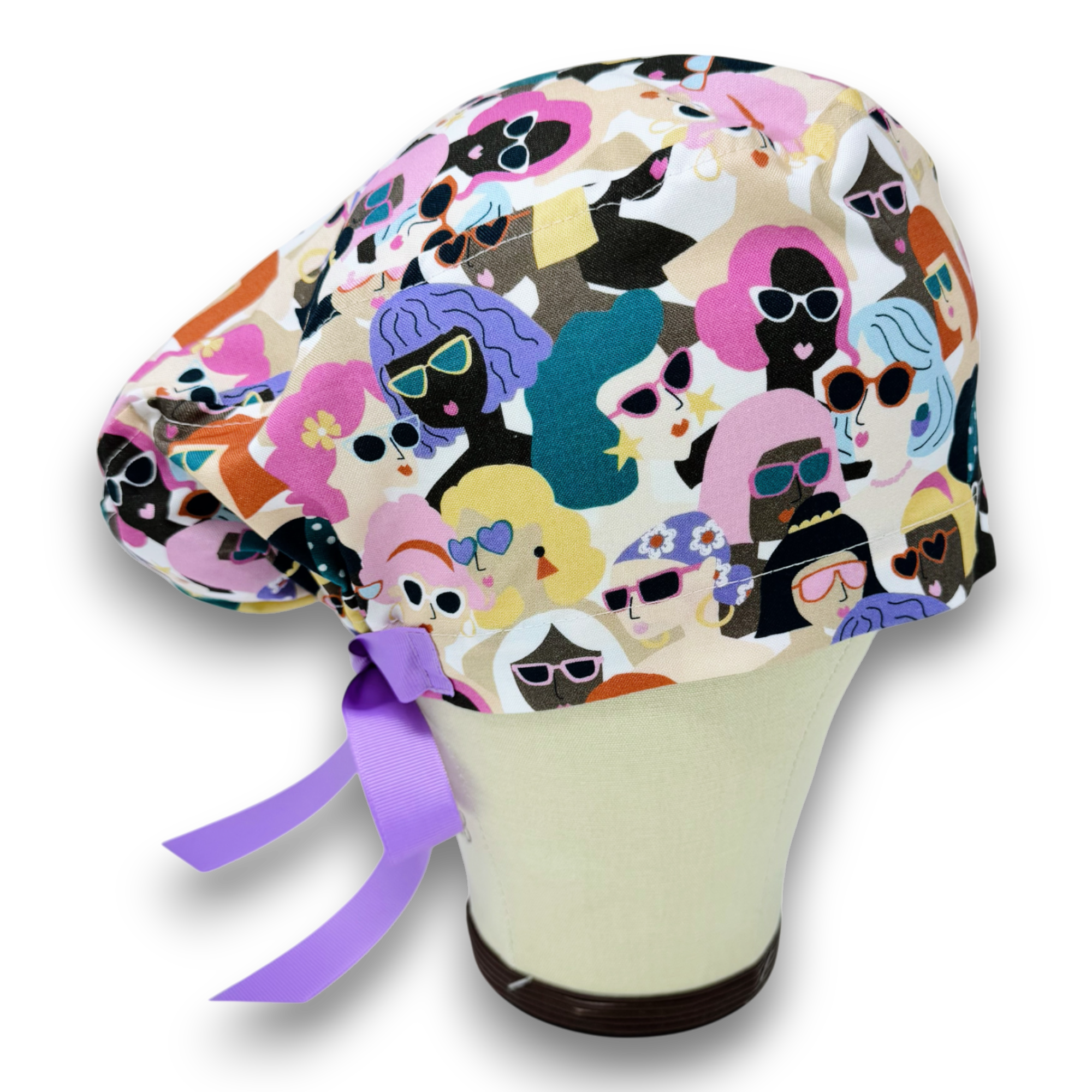 Women Euro scrub cap with ties by Paradise Caps. Euro PLUS style.