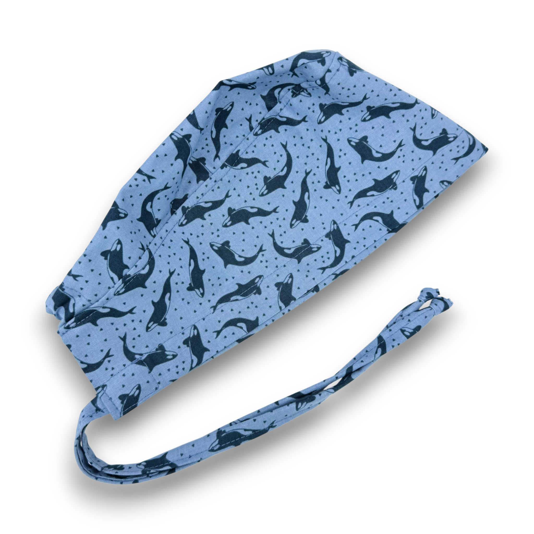 Ocean Orcas Skull tie-back style surgical scrub cap for men by Paradise Caps.