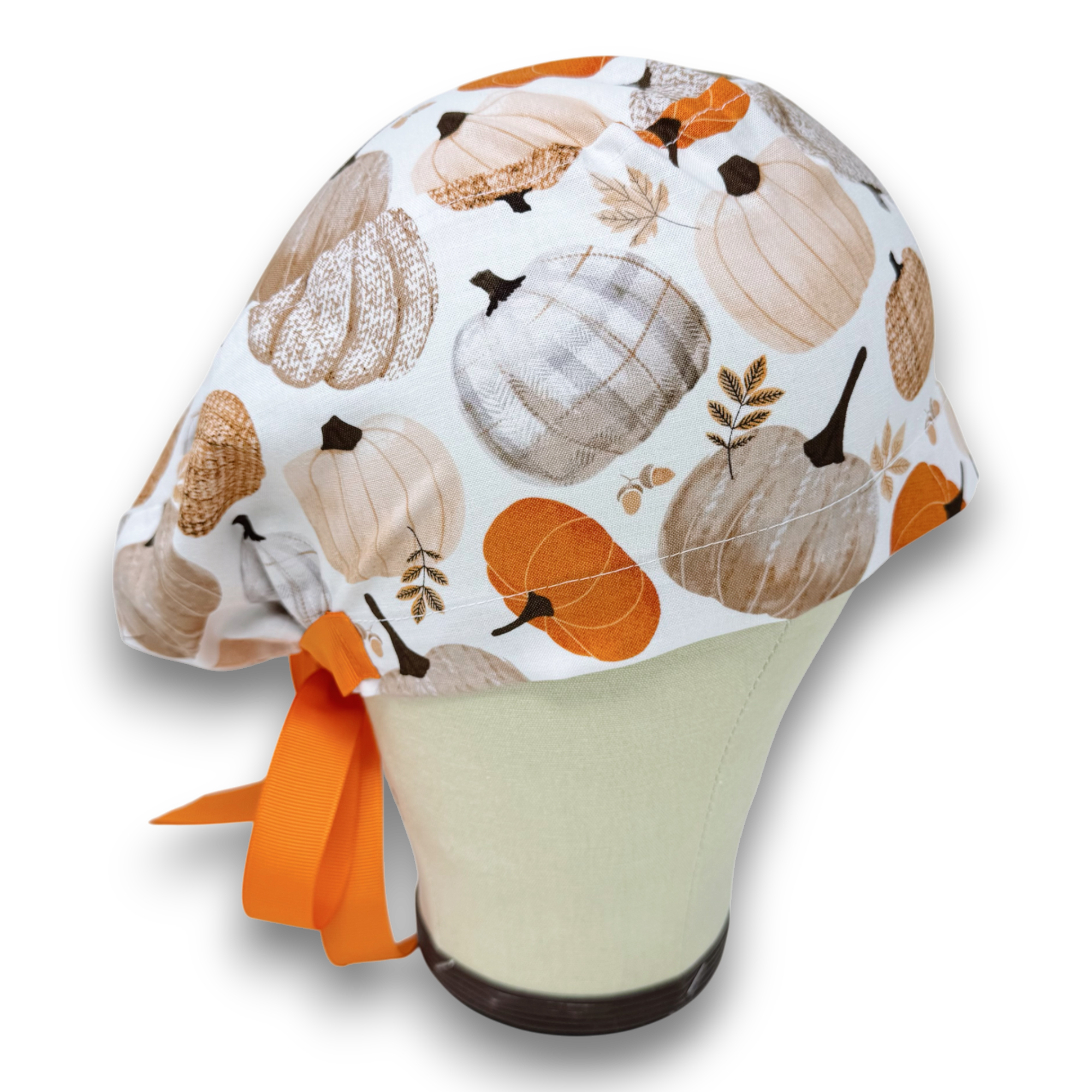 Pumpkin Euro scrub cap with ties for Women by Paradise Caps. Euro PLUS style.