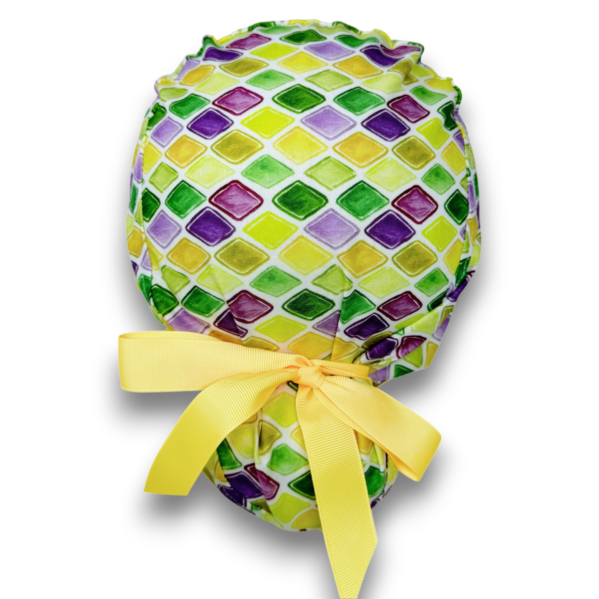 Mardi Gras Euro scrub cap with ties for Women by Paradise Caps. Euro PLUS style.