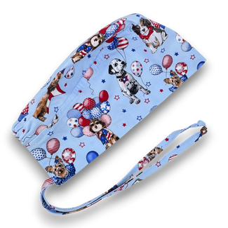 Dog Skull tie-back style surgical scrub cap for men by Paradise Caps.