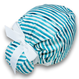 Blue Row Euro scrub cap with ties for Women by Paradise Caps. Euro PLUS style.