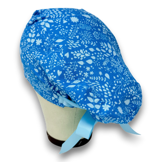 Calm Blue Euro scrub cap with ties for Women by Paradise Caps. Euro PLUS style.