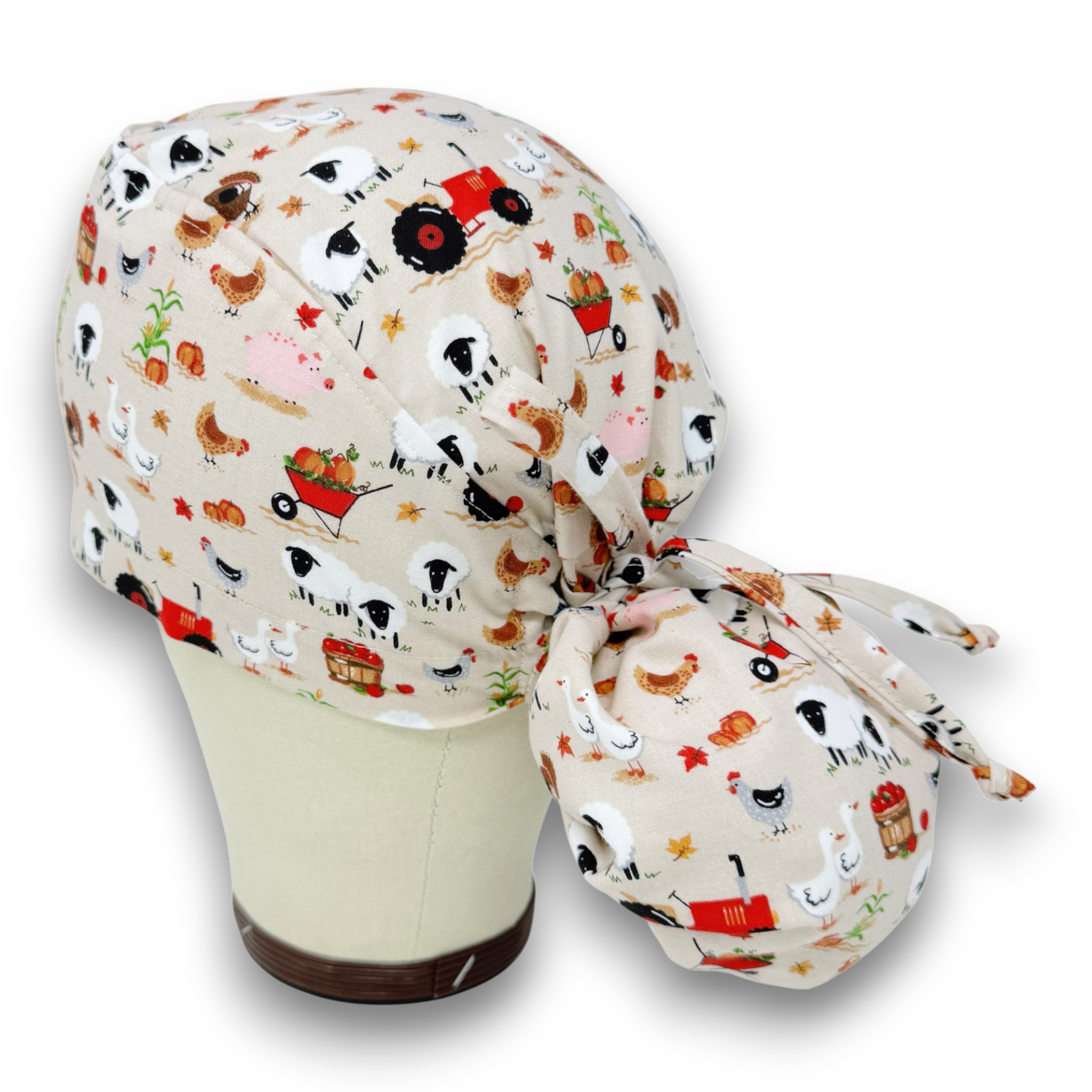 Harvest Farm Ponytail scrub cap for women with satin lined option by Paradise Caps.
