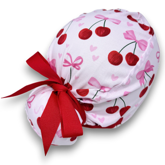 Valentine's day Euro scrub cap with ties for Women by Paradise Caps. Euro PLUS style.