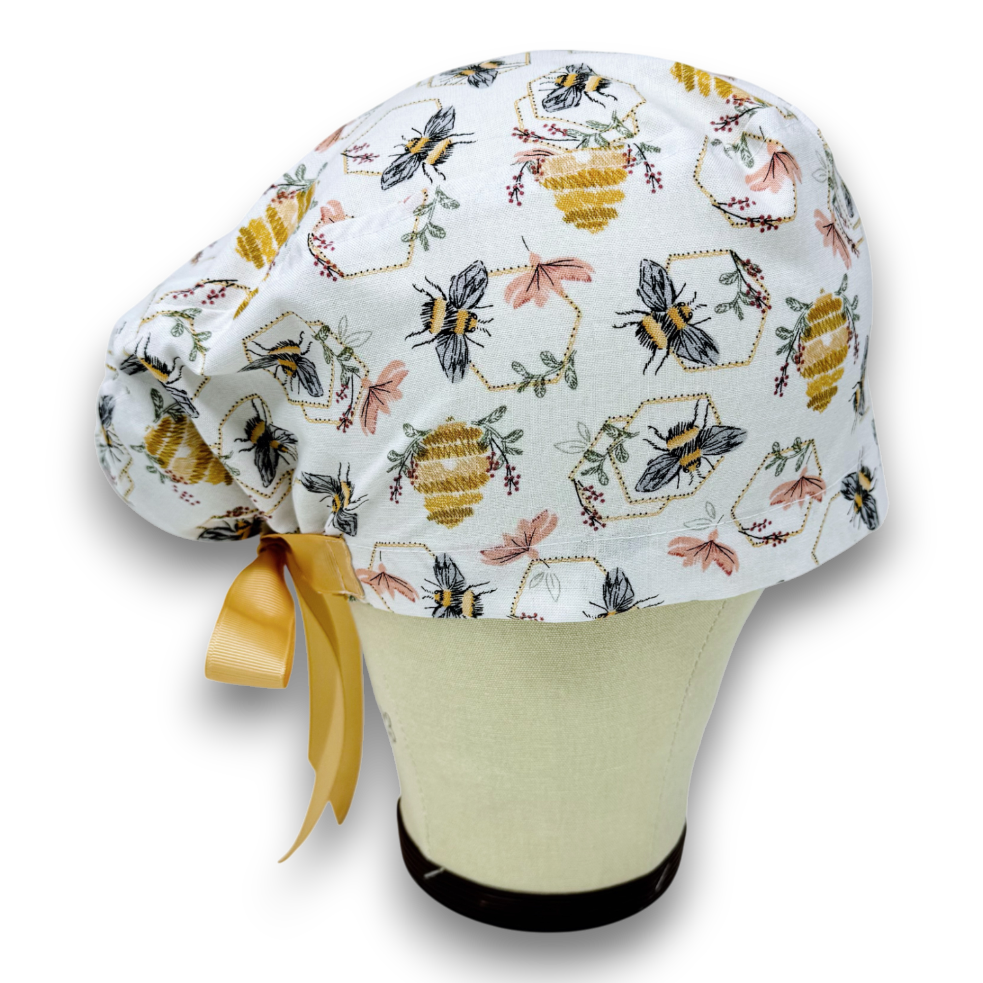 Bee Euro scrub cap with ties for Women by Paradise Caps. Euro PLUS style.