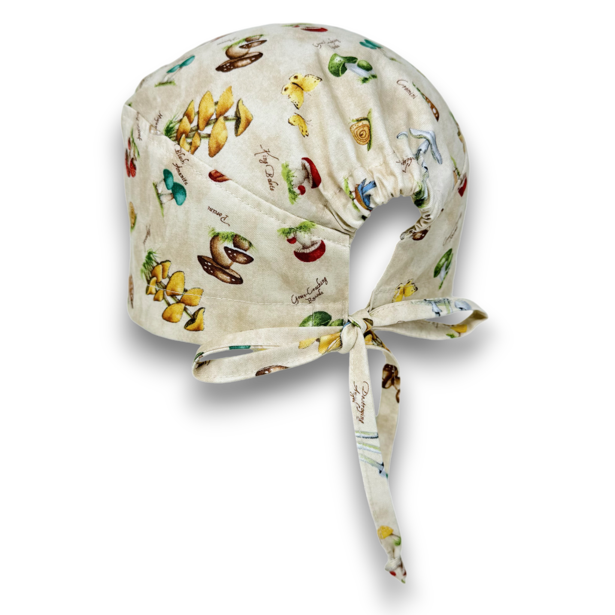 Mushroom Skull tie-back style surgical scrub cap for men by Paradise Caps.