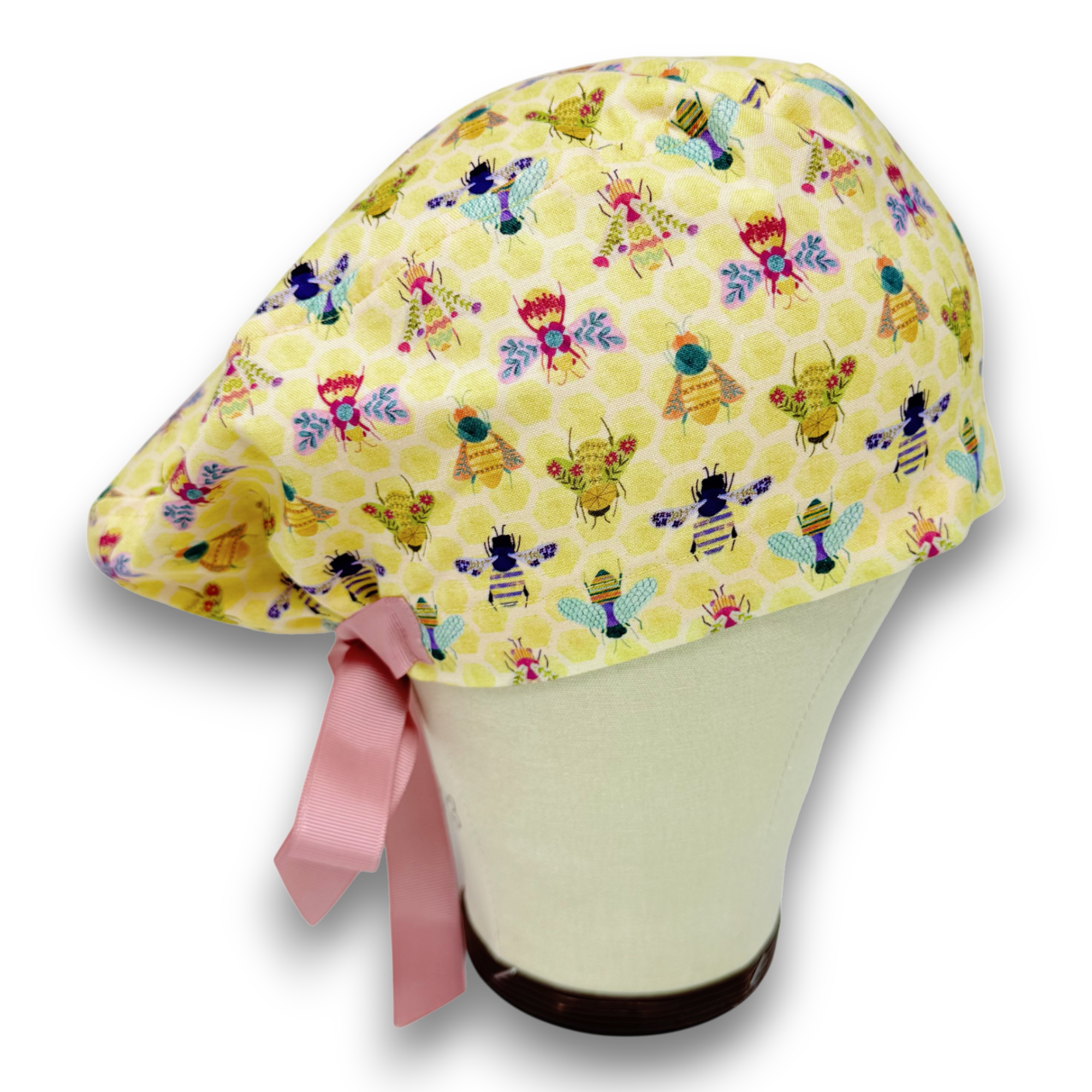Bee Euro scrub cap with ties for Women by Paradise Caps. Euro PLUS style.