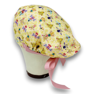 Bee Euro scrub cap with ties for Women by Paradise Caps. Euro PLUS style.