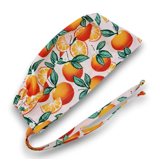 Orange Skull tie-back style surgical scrub cap for men by Paradise Caps.