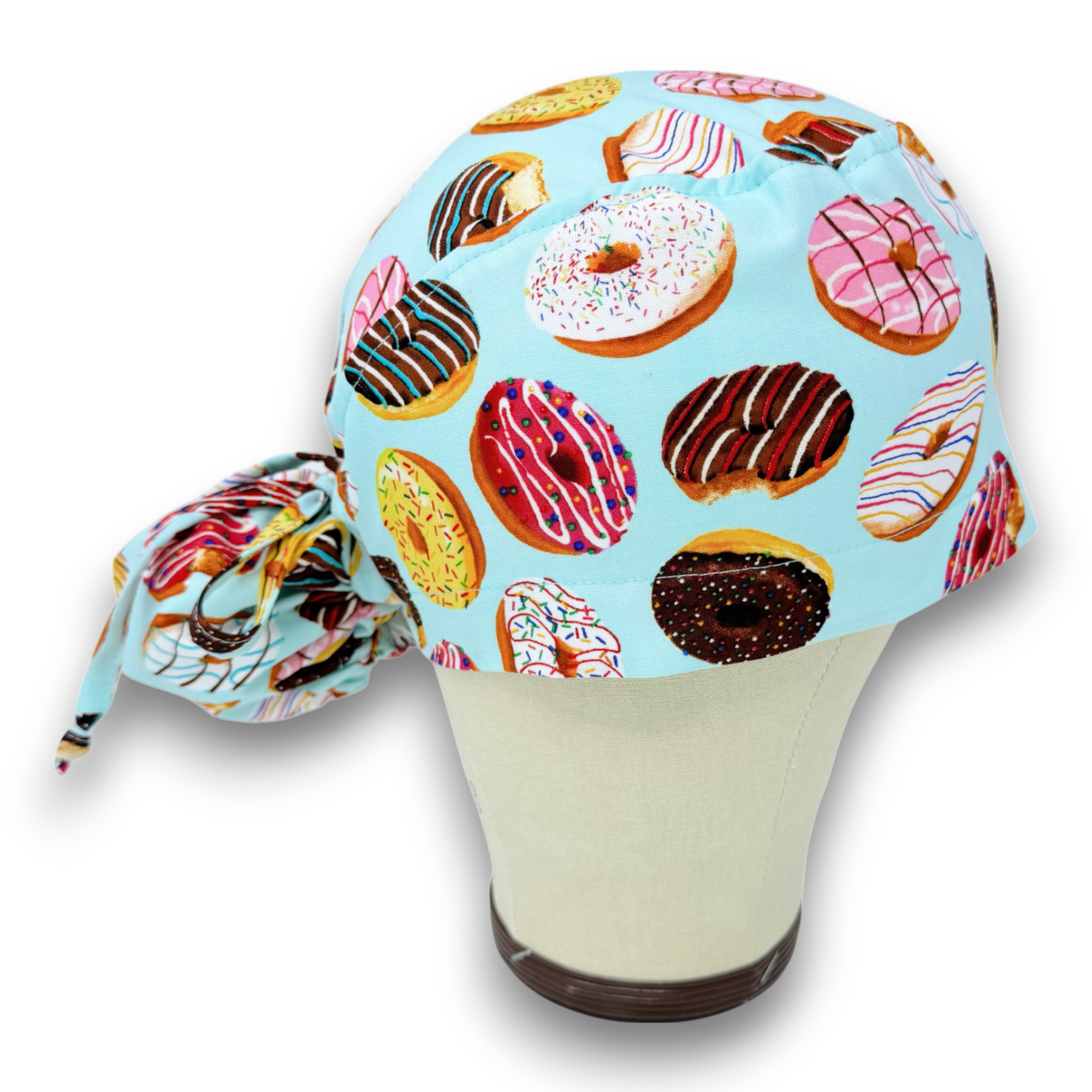 Donut Ponytail scrub cap for women with satin lined option by Paradise Caps.