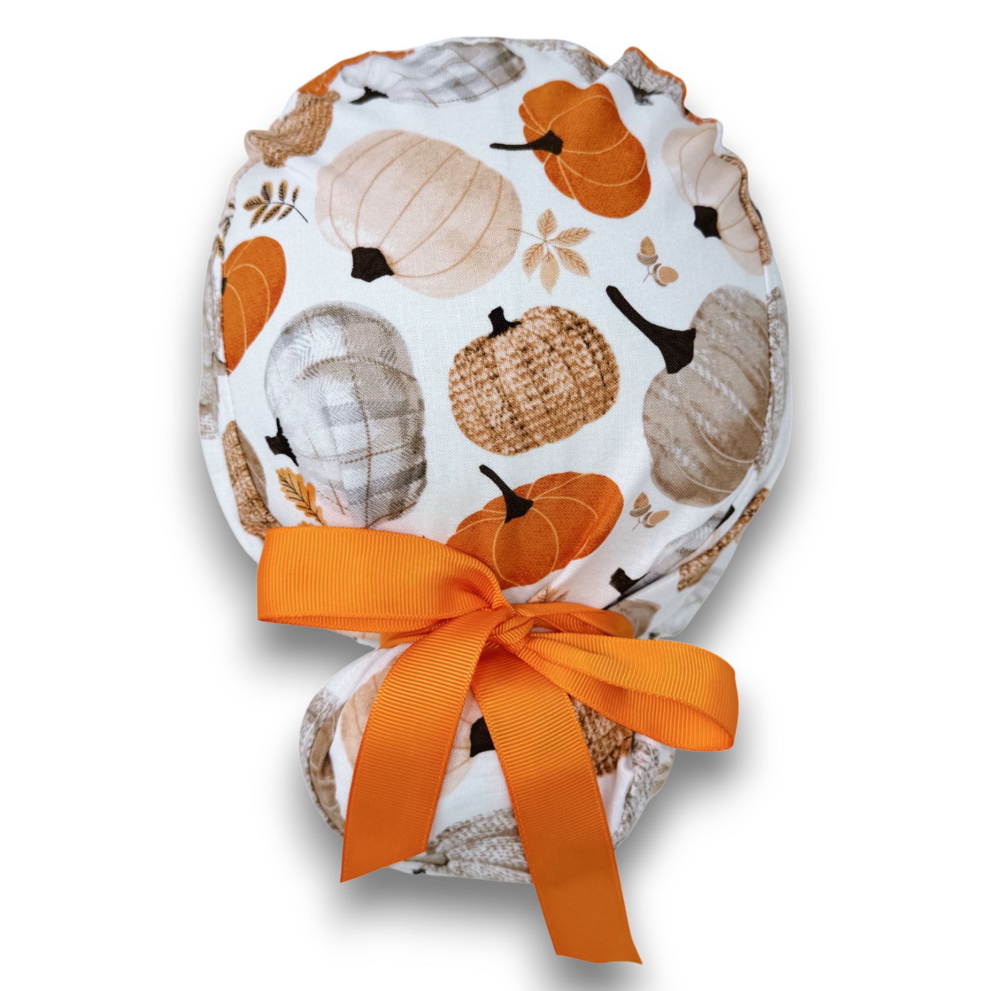 Pumpkin Euro scrub cap with ties for Women by Paradise Caps. Euro PLUS style.