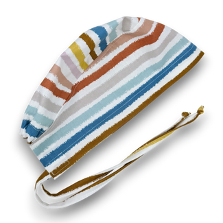 Retro Stripes Men's Skull tie-back style surgical scrub cap by Paradise Caps.