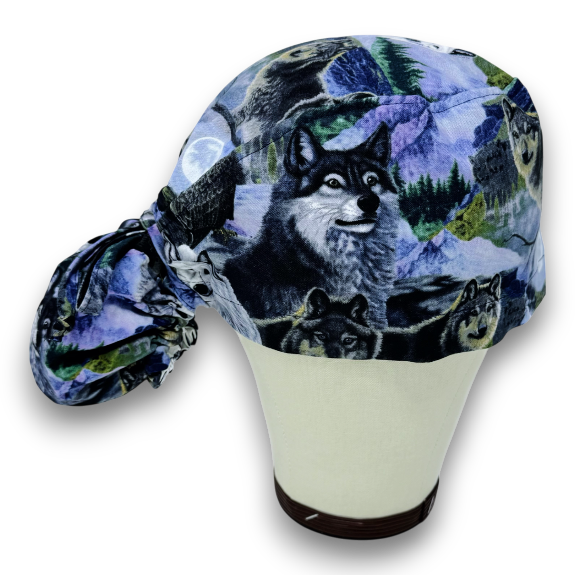Wolf Ponytail scrub cap for women with satin lined option by Paradise Caps.
