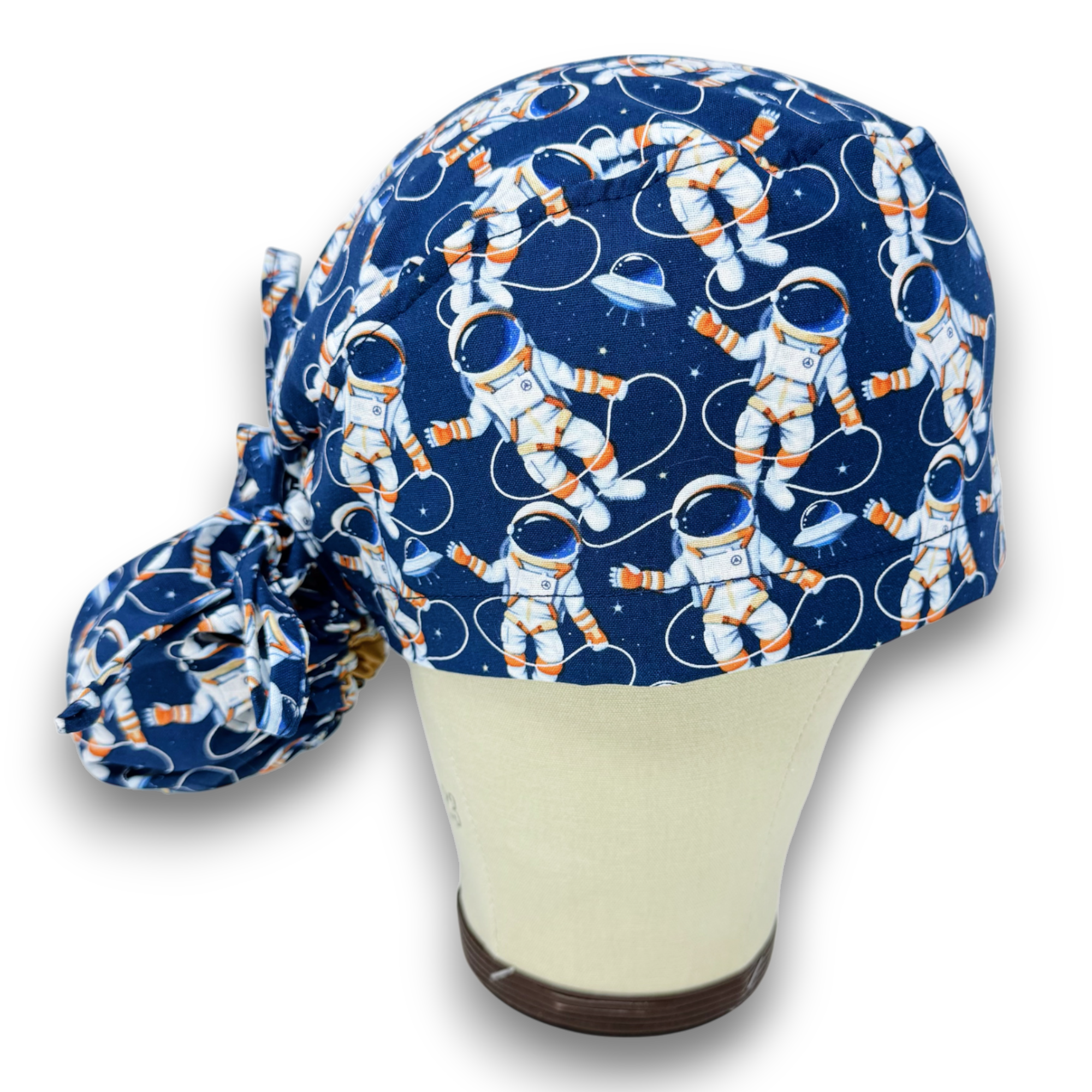 Astronaut Ponytail scrub cap for women with satin lined option by Paradise Caps.