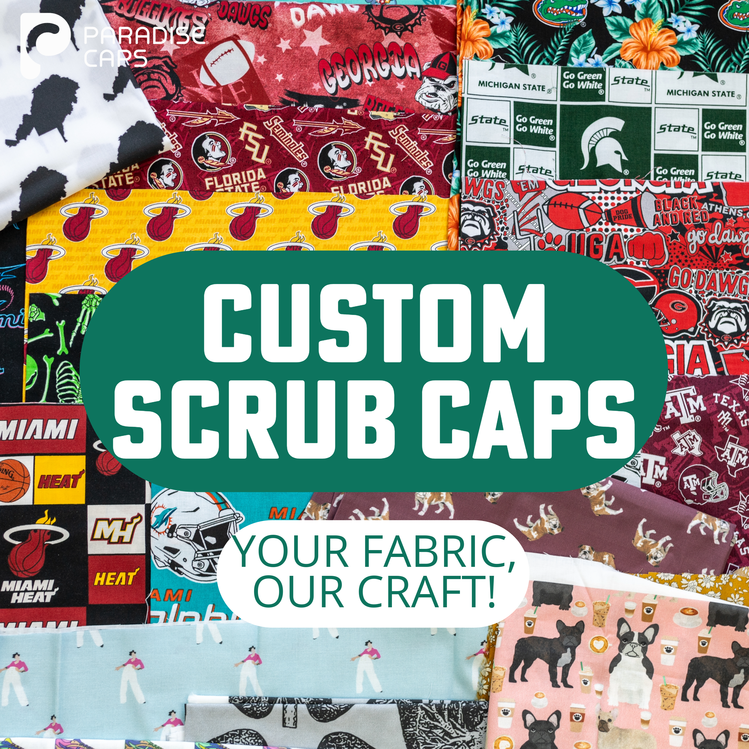 Custom Scrub Cap - Your Fabric, Our Craft. Scrub cap made from your fabric.