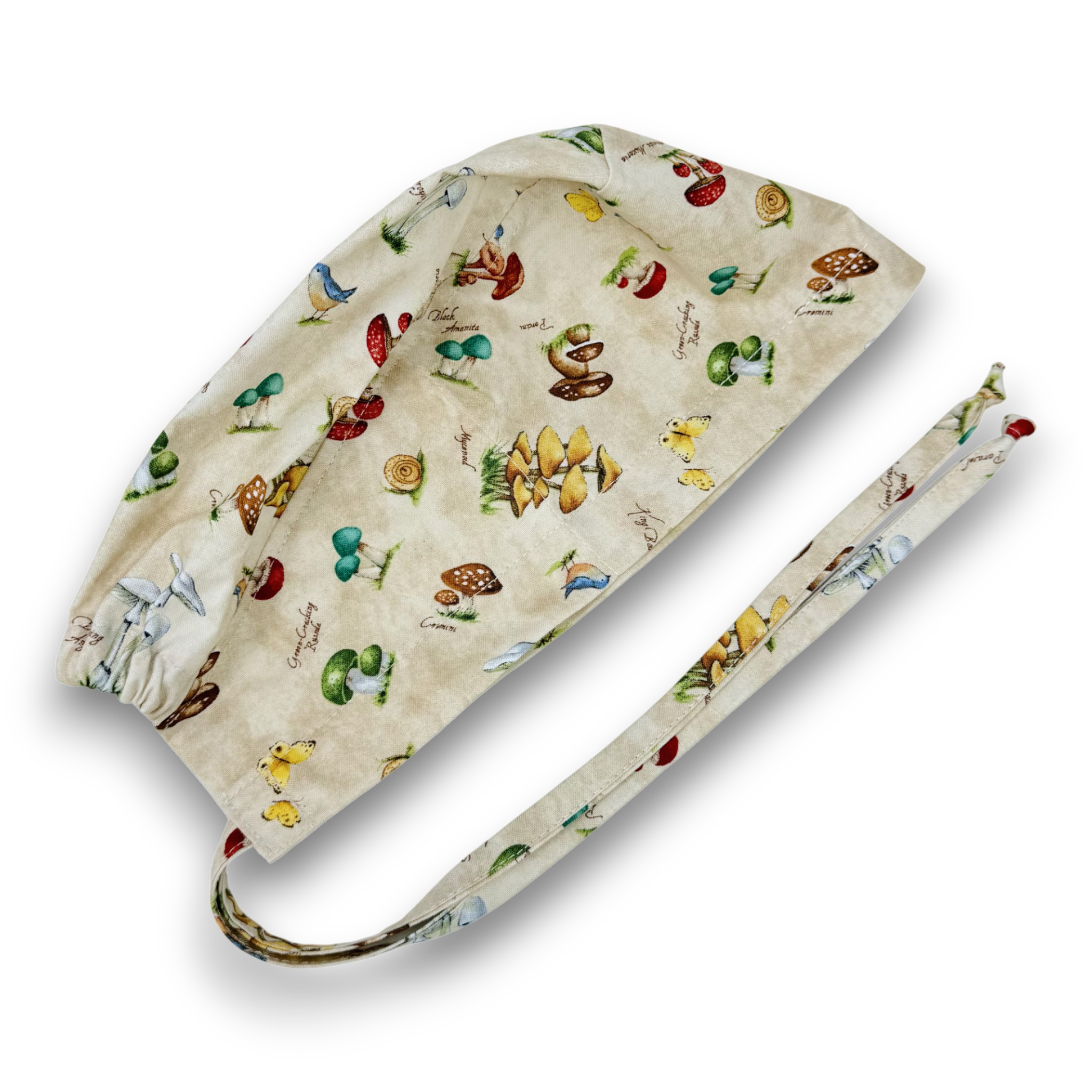 Mushroom Skull tie-back style surgical scrub cap for men by Paradise Caps.