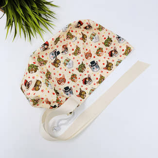 Funny scrub cap Cats euro scrub cap. Satin Lined Option