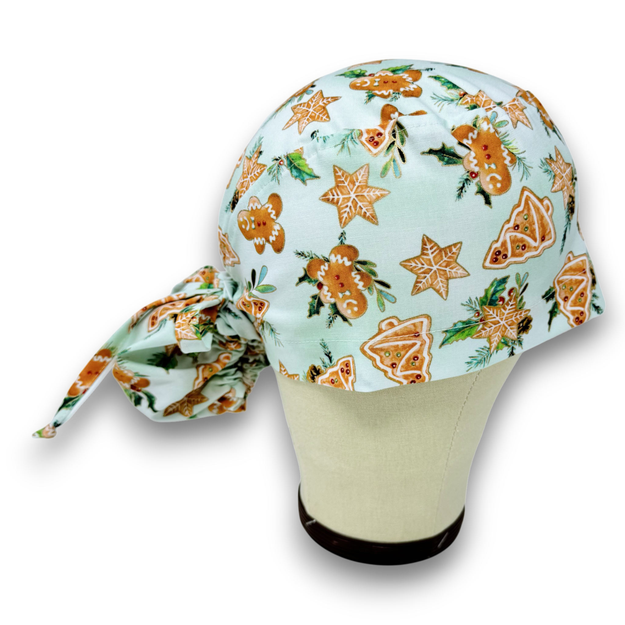 Gingerbread Ponytail scrub cap for women with satin lined option by Paradise Caps.