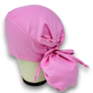 Solid Pink Ponytail scrub cap for women with satin lined option by Paradise Caps.