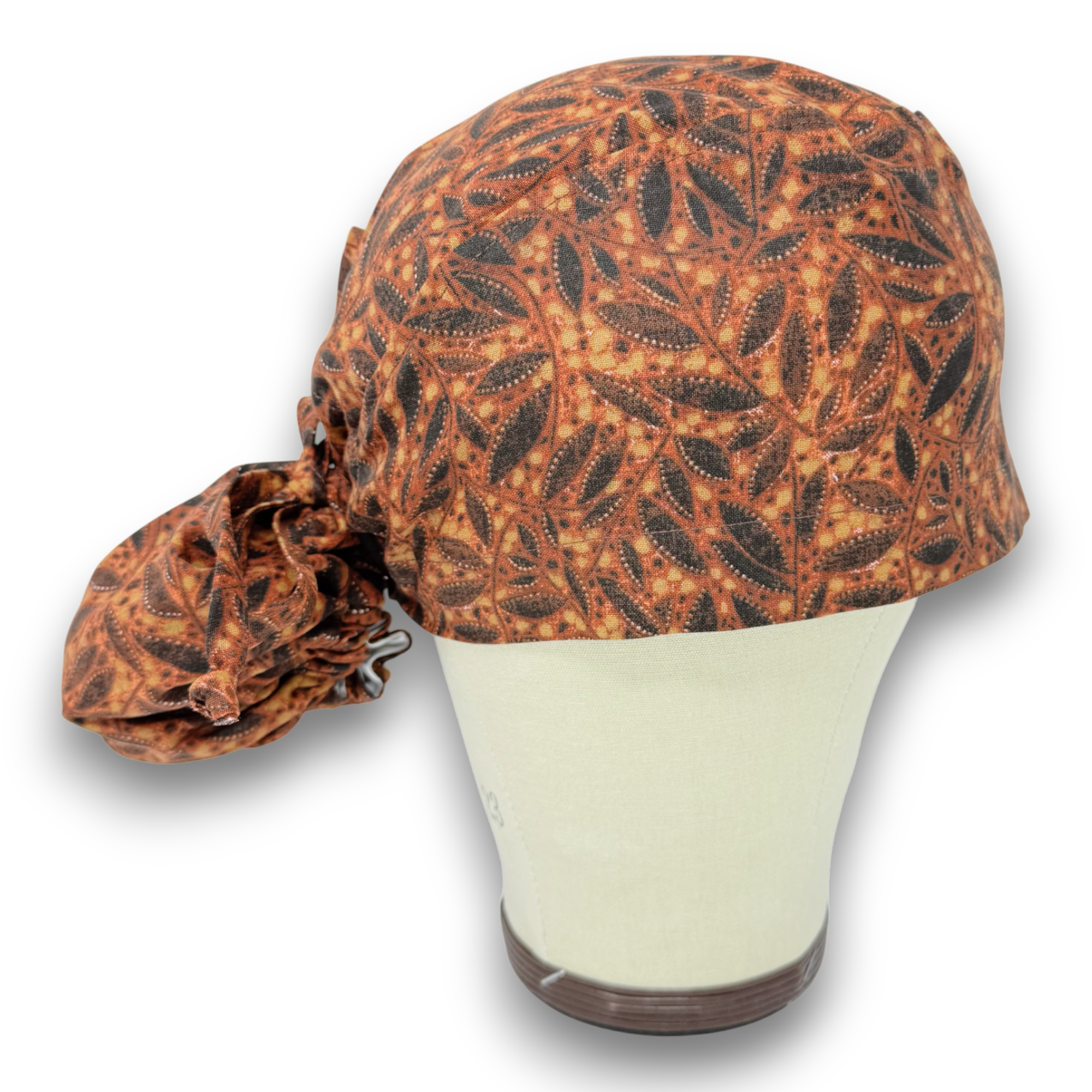 Fall Ponytail scrub cap for women with satin lined option by Paradise Caps.