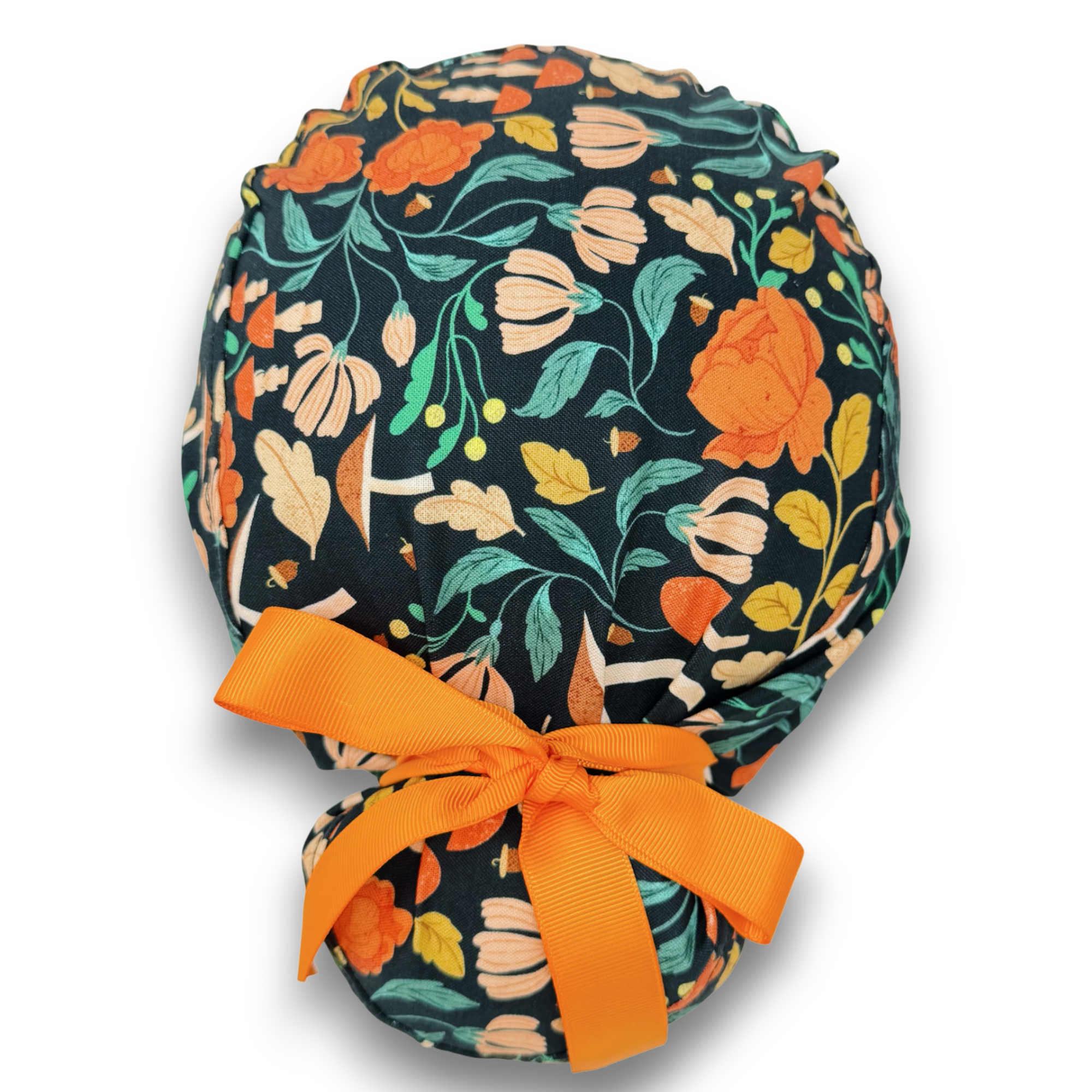 Fall Euro scrub cap with ties for Women by Paradise Caps. Euro PLUS style.