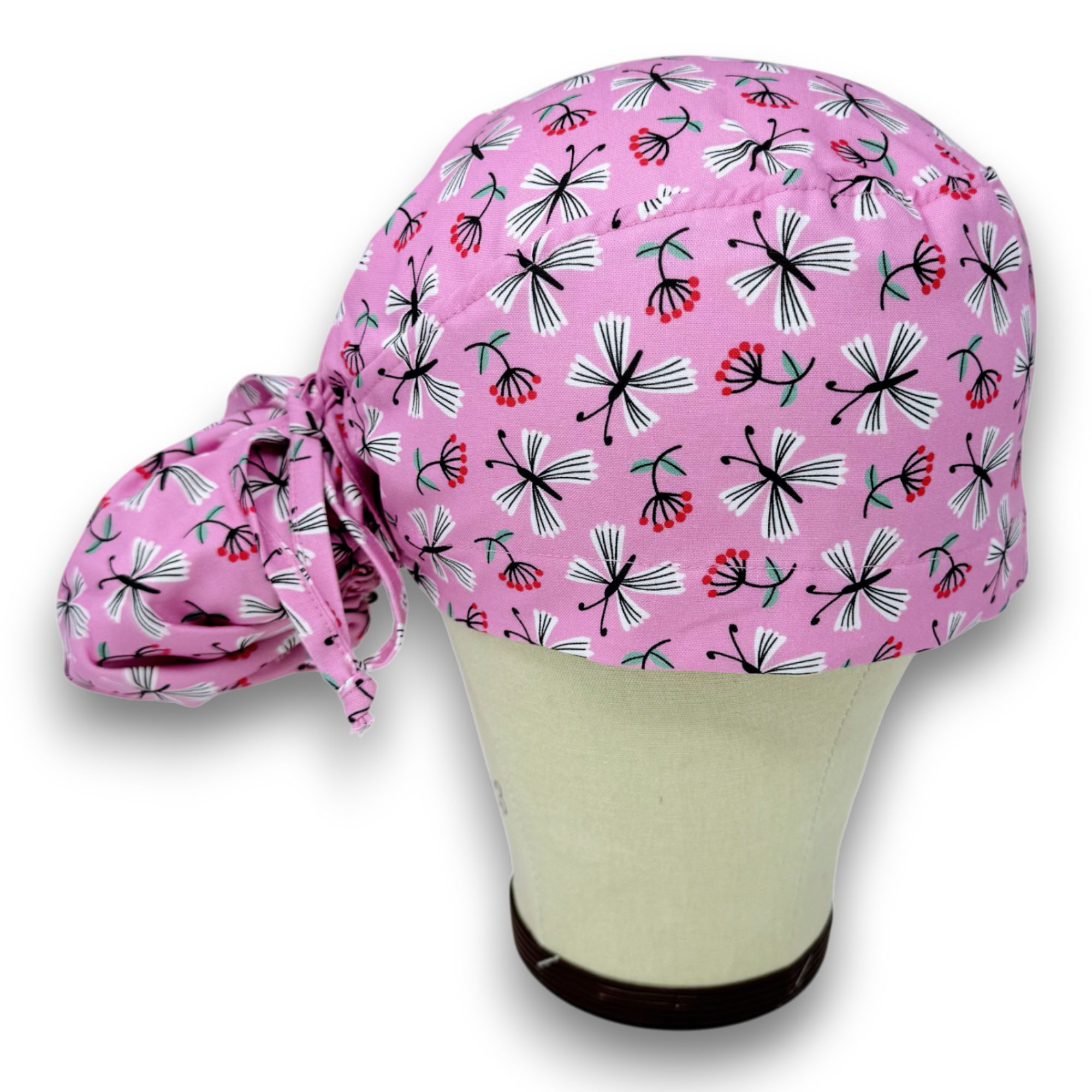 Charmingly Cheerful Ponytail scrub cap for women with satin lined option by Paradise Caps.