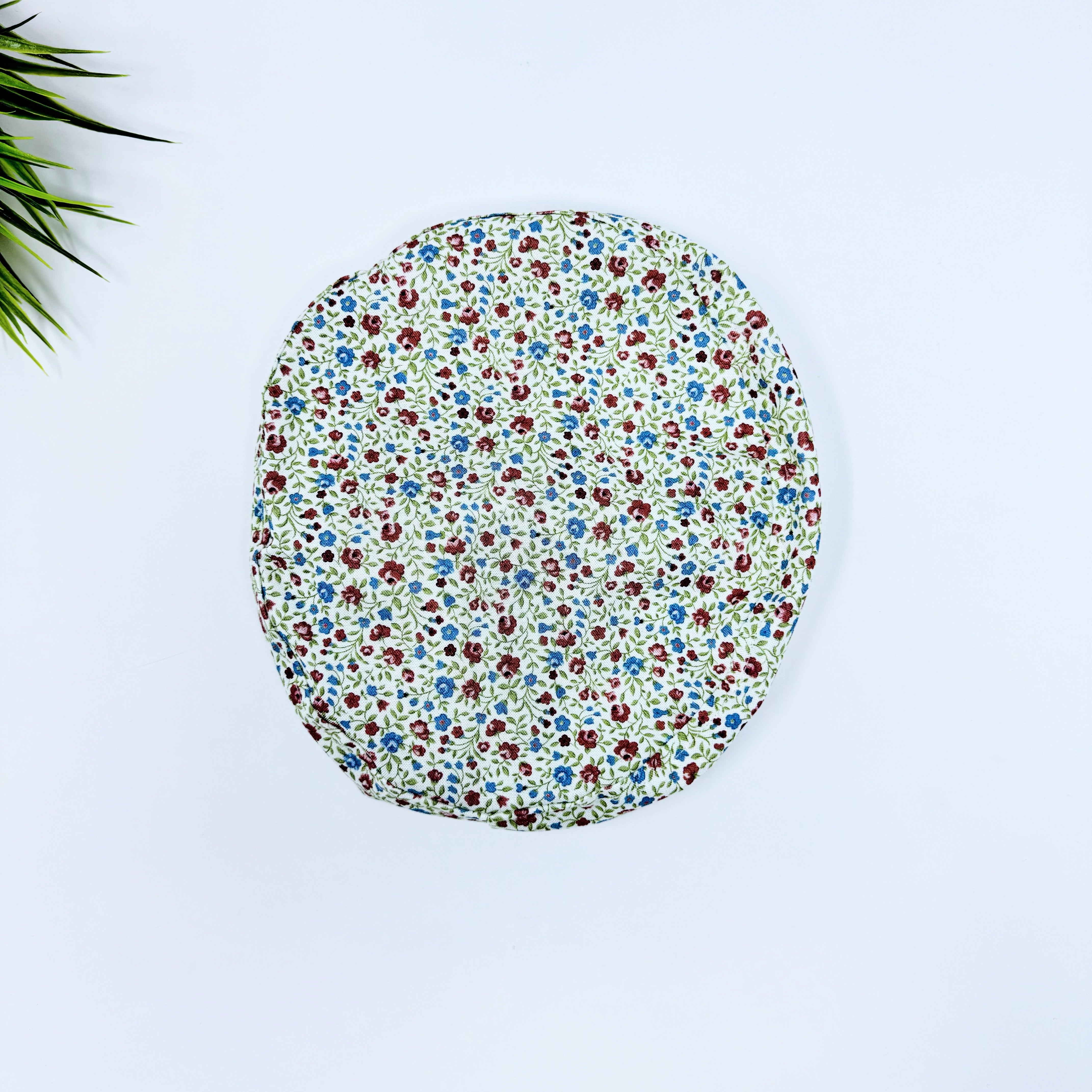 Red Blue Blossoms Euro Scrub Cap for Women with Satin Lined Option by Paradise Caps.