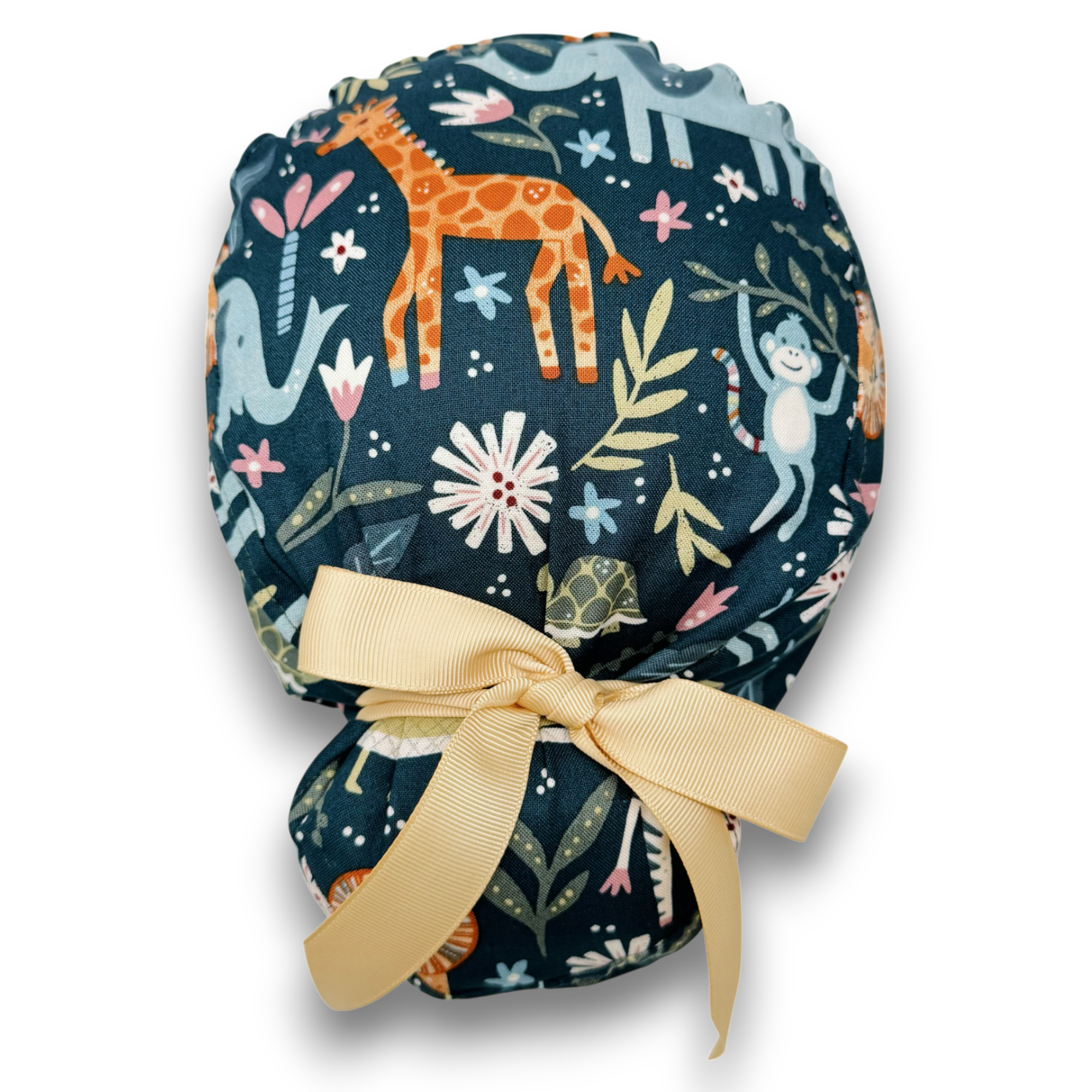 Wild animal Euro scrub cap with ties for Women by Paradise Caps. Euro PLUS style.