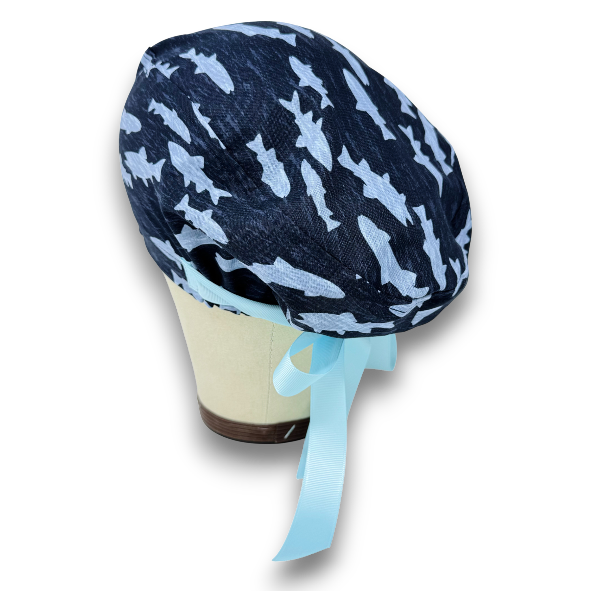 Shark Euro scrub cap with ties for Women by Paradise Caps. Euro PLUS style.