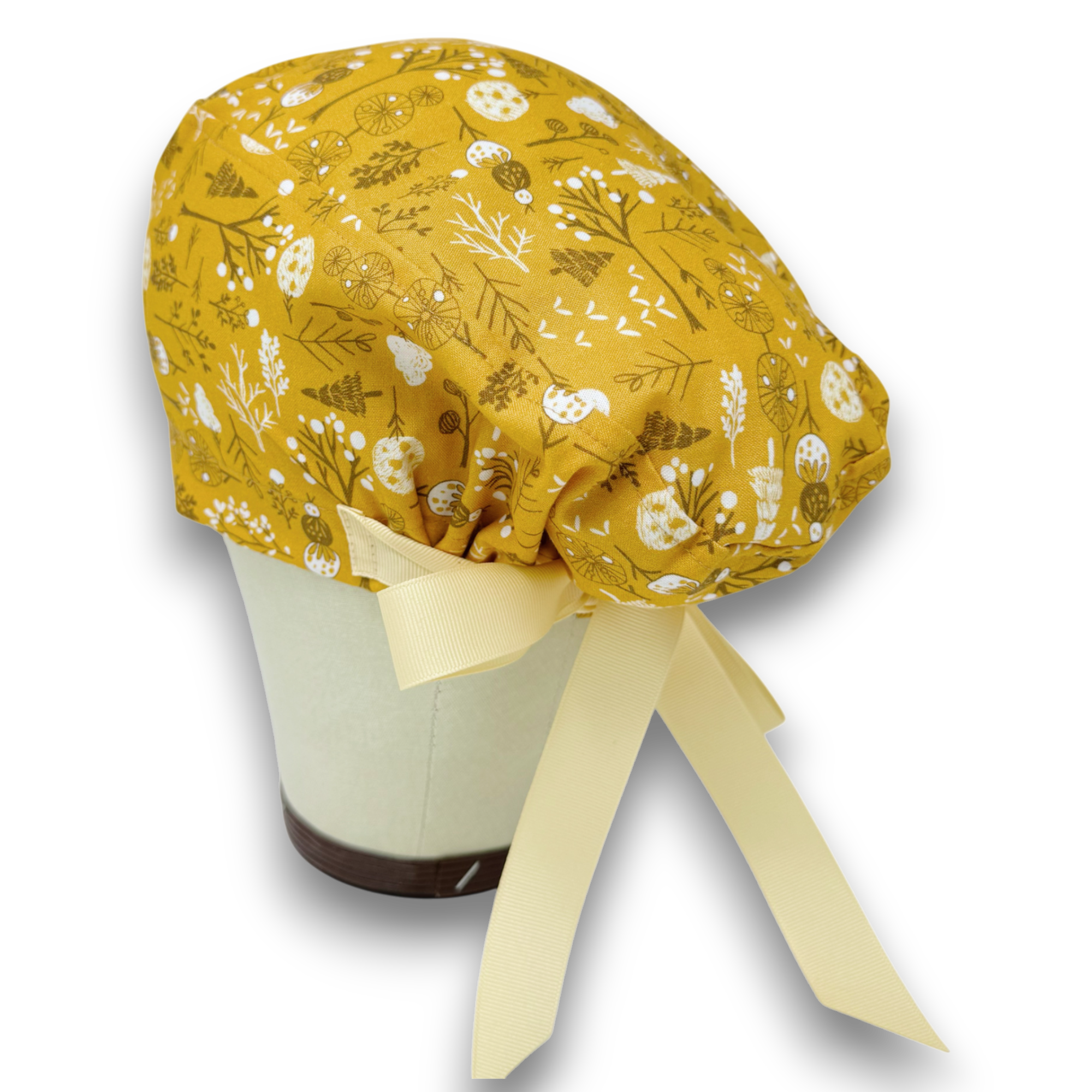 Floral Euro Euro scrub cap with ties for Women by Paradise Caps. Euro PLUS style.