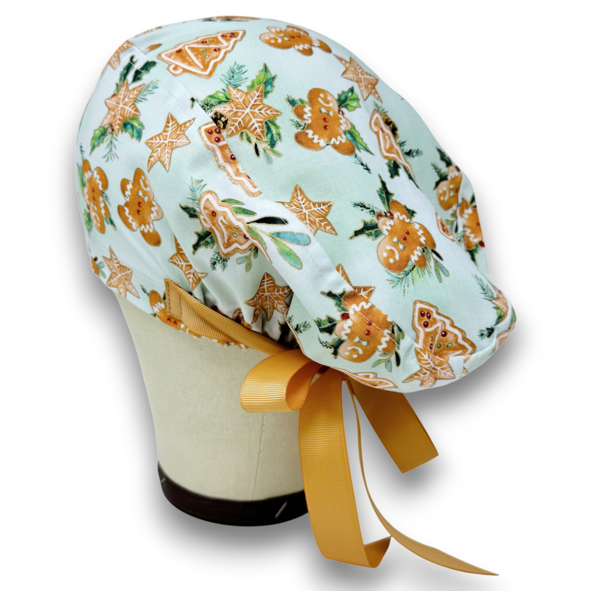 Gingerbread Euro scrub cap with ties for Women by Paradise Caps. Euro PLUS style.