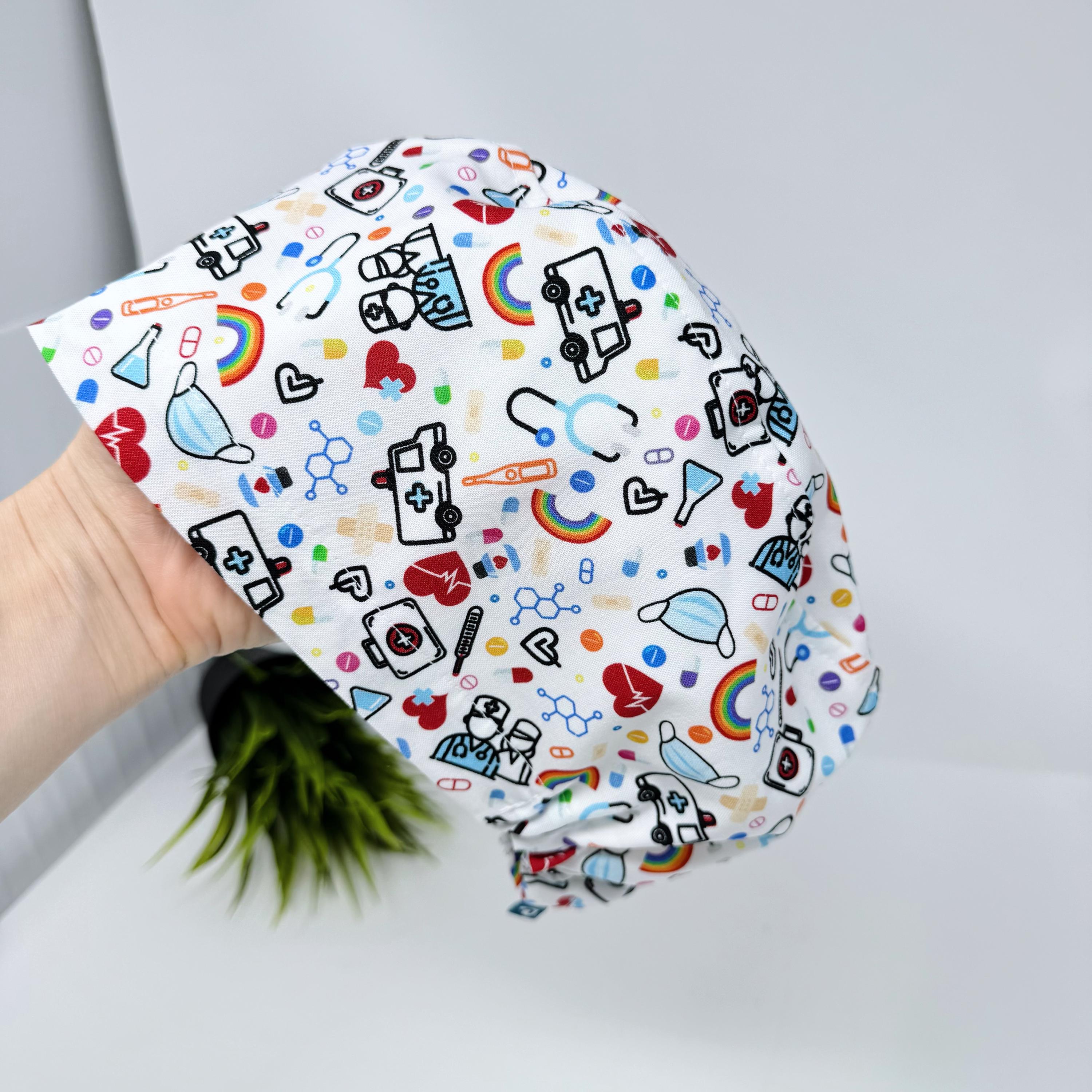 Medical Euro scrub cap for women. European satin lined surgical cap by Paradise Caps.