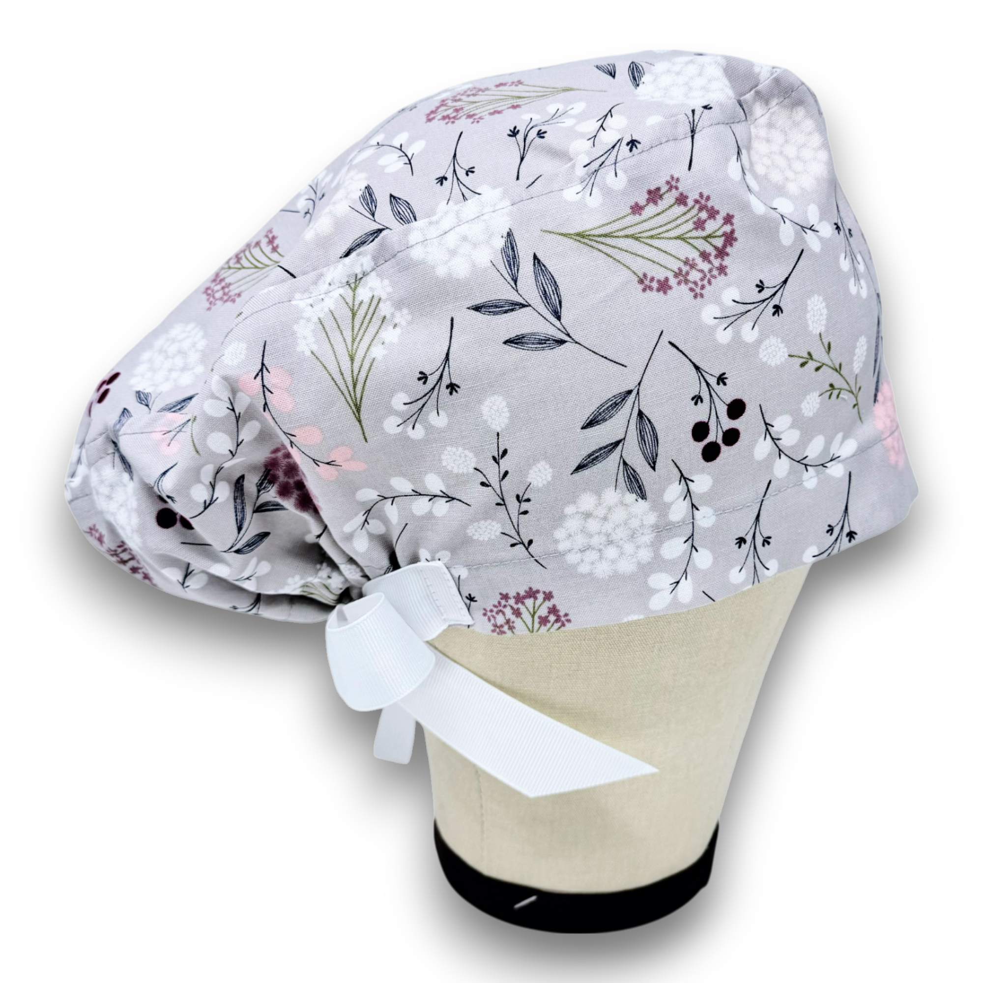 Flower Euro Euro scrub cap with ties for Women by Paradise Caps. Euro PLUS style.