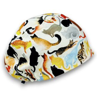 Cat Euro Scrub Cap for Women with Satin Lined Option by Paradise Caps.