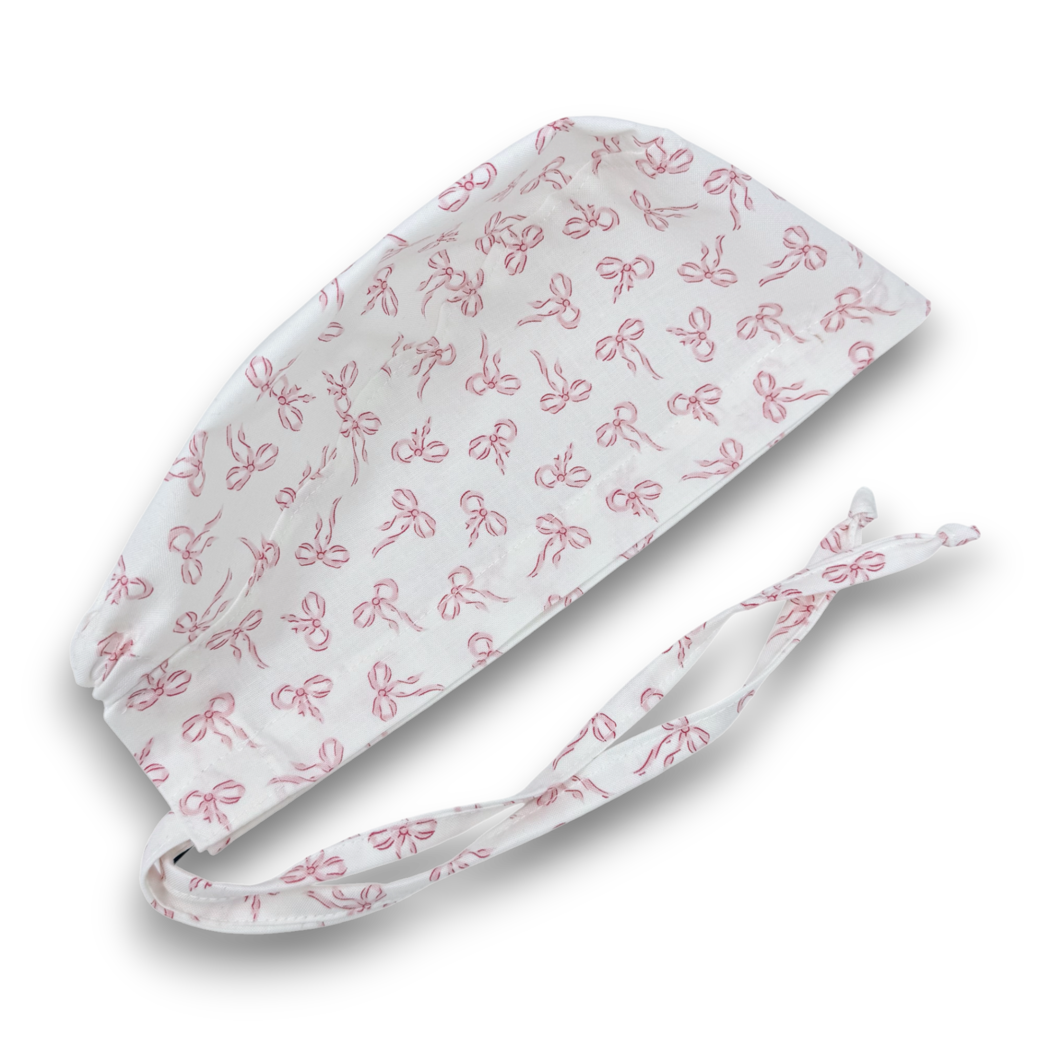 Bow Print skull tie-back style surgical scrub cap by Paradise Caps.
