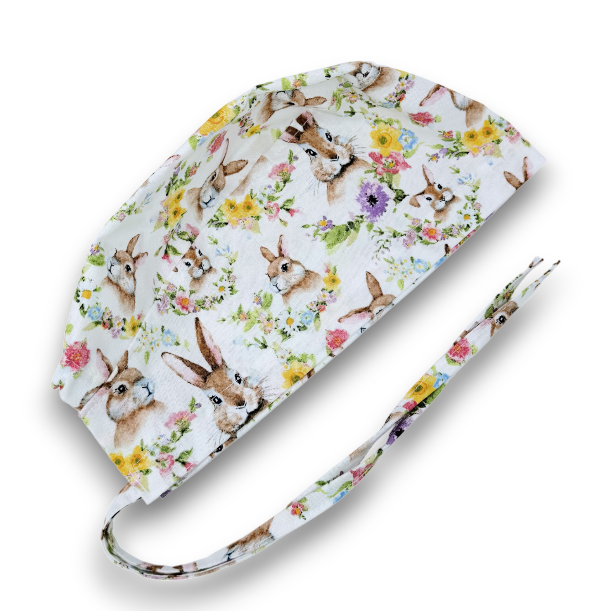 Bunny Skull tie-back style surgical scrub cap for men by Paradise Caps.