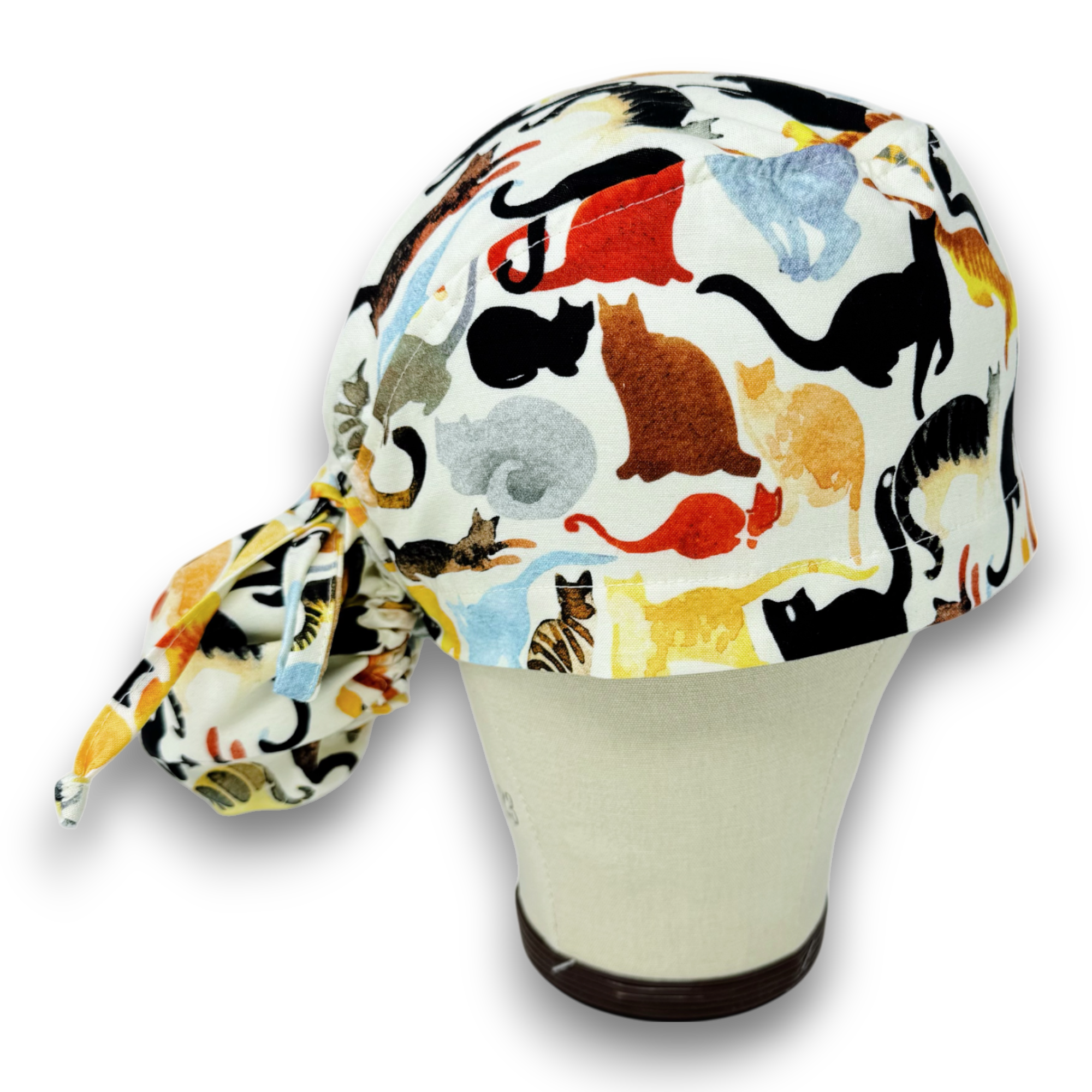 Cat Ponytail scrub cap for women with satin lined option by Paradise Caps.