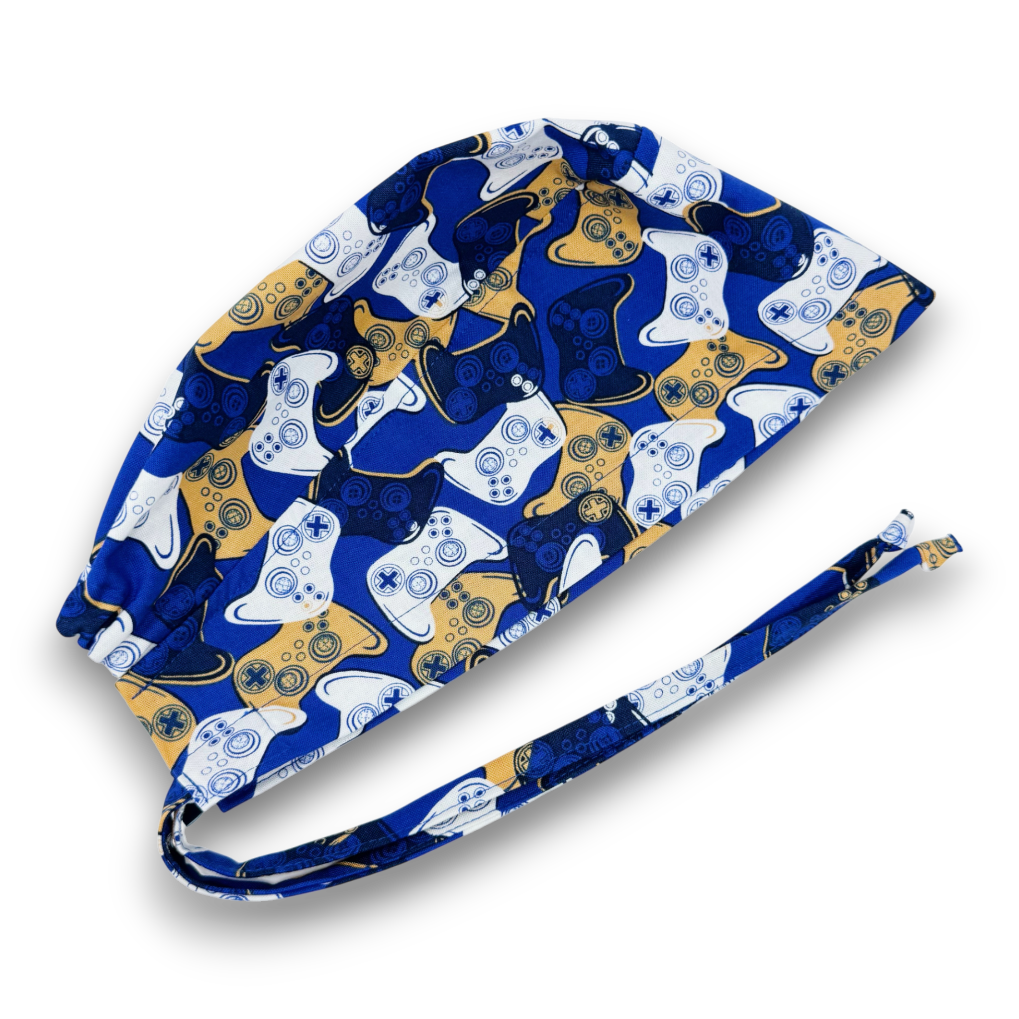 Men's surgical scrub cap. Gamer Mode skull tie-back style scrub hat by Paradise Caps.