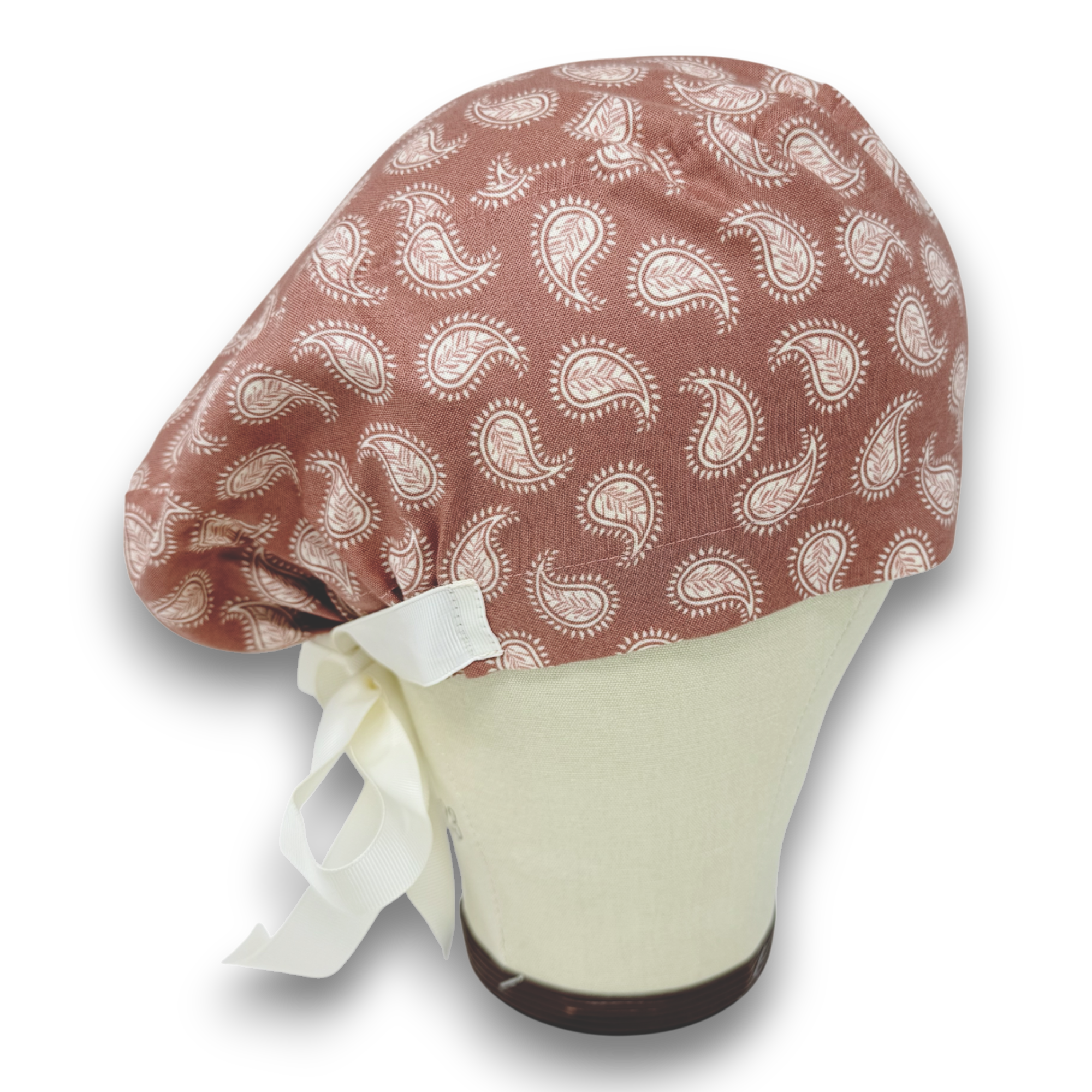 Paisley Print Euro scrub cap with ties for Women by Paradise Caps. Euro PLUS style.