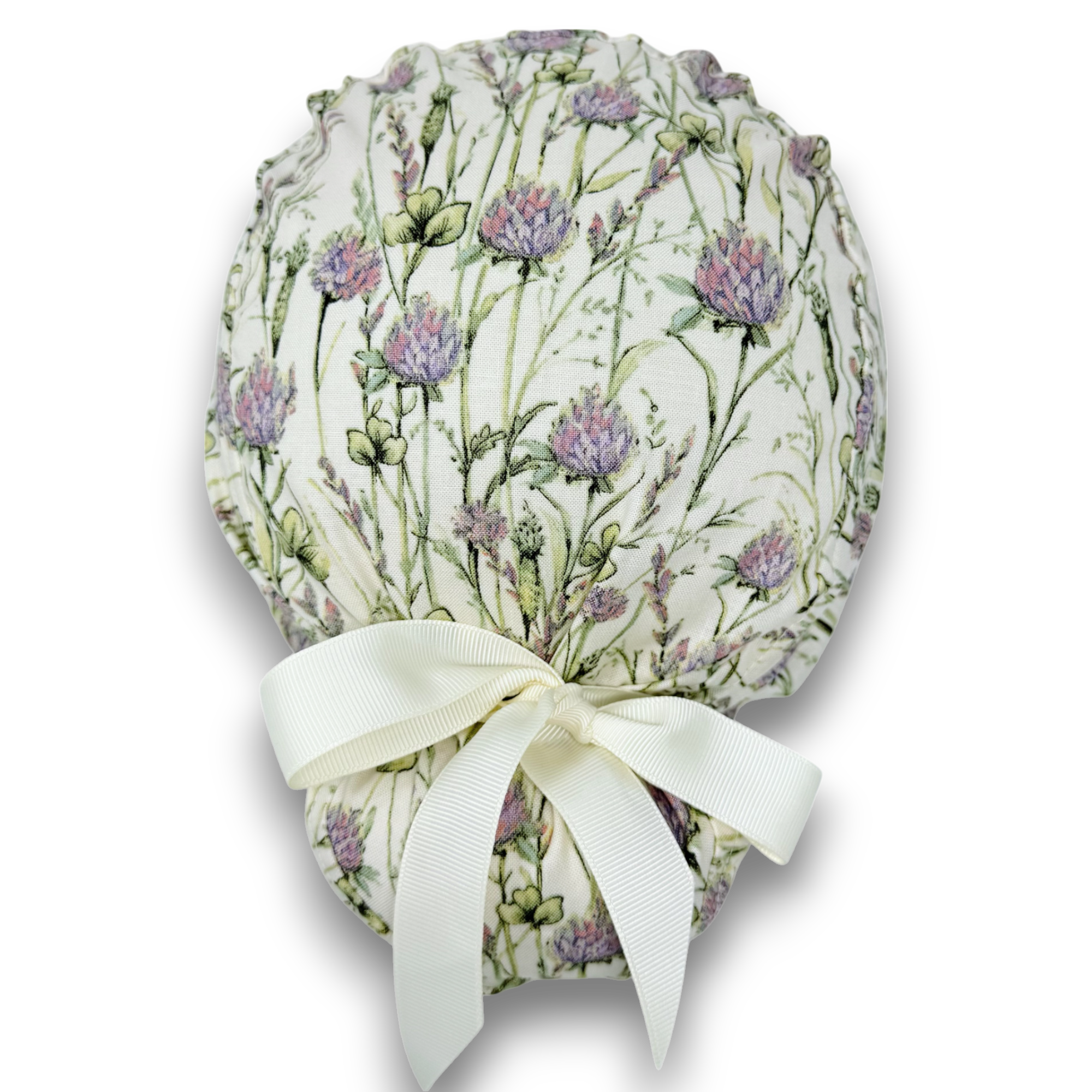 Clover Meadow Euro scrub cap with ties for Women by Paradise Caps. Euro PLUS style.
