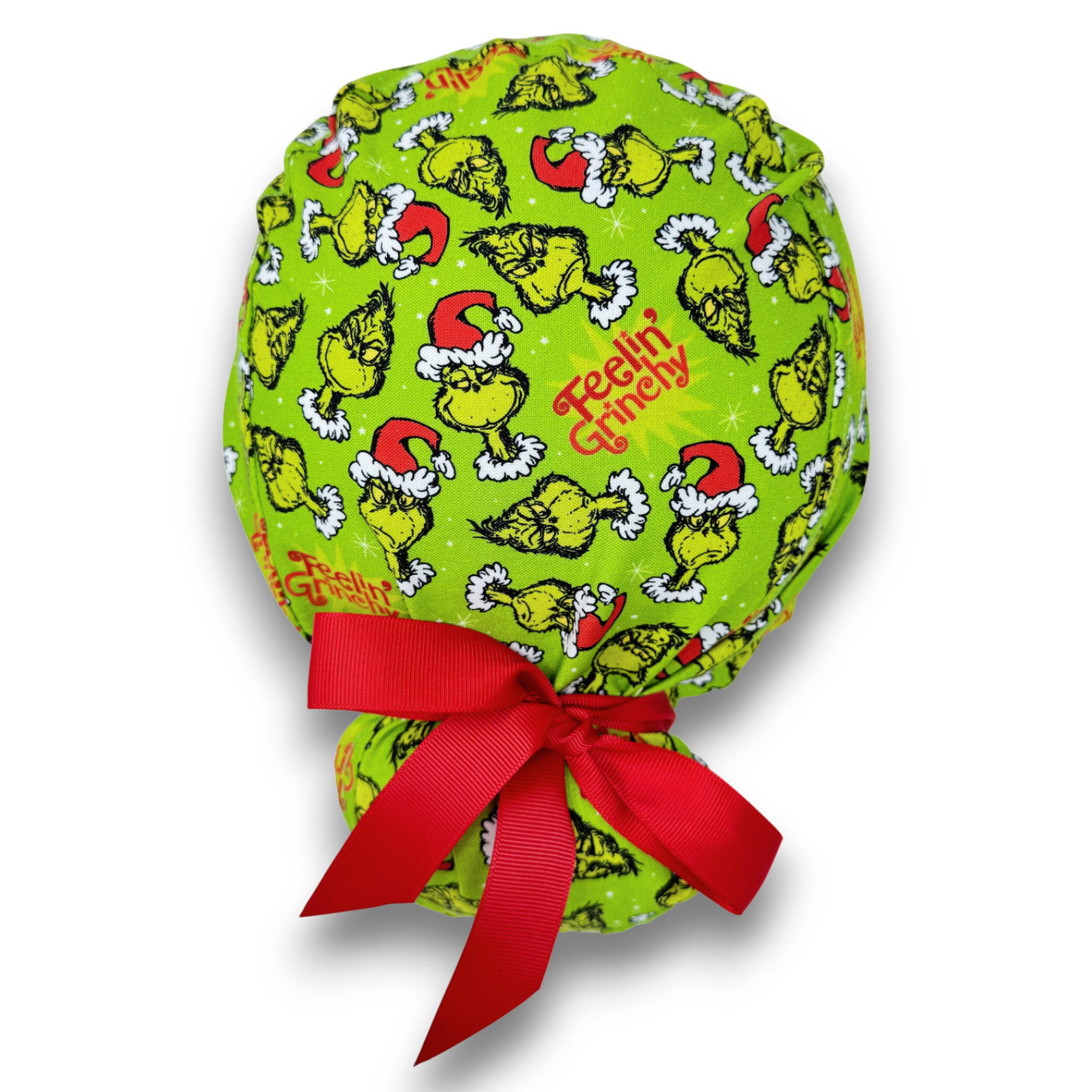 Christmas Euro scrub cap with ties for Women by Paradise Caps. Euro PLUS style.