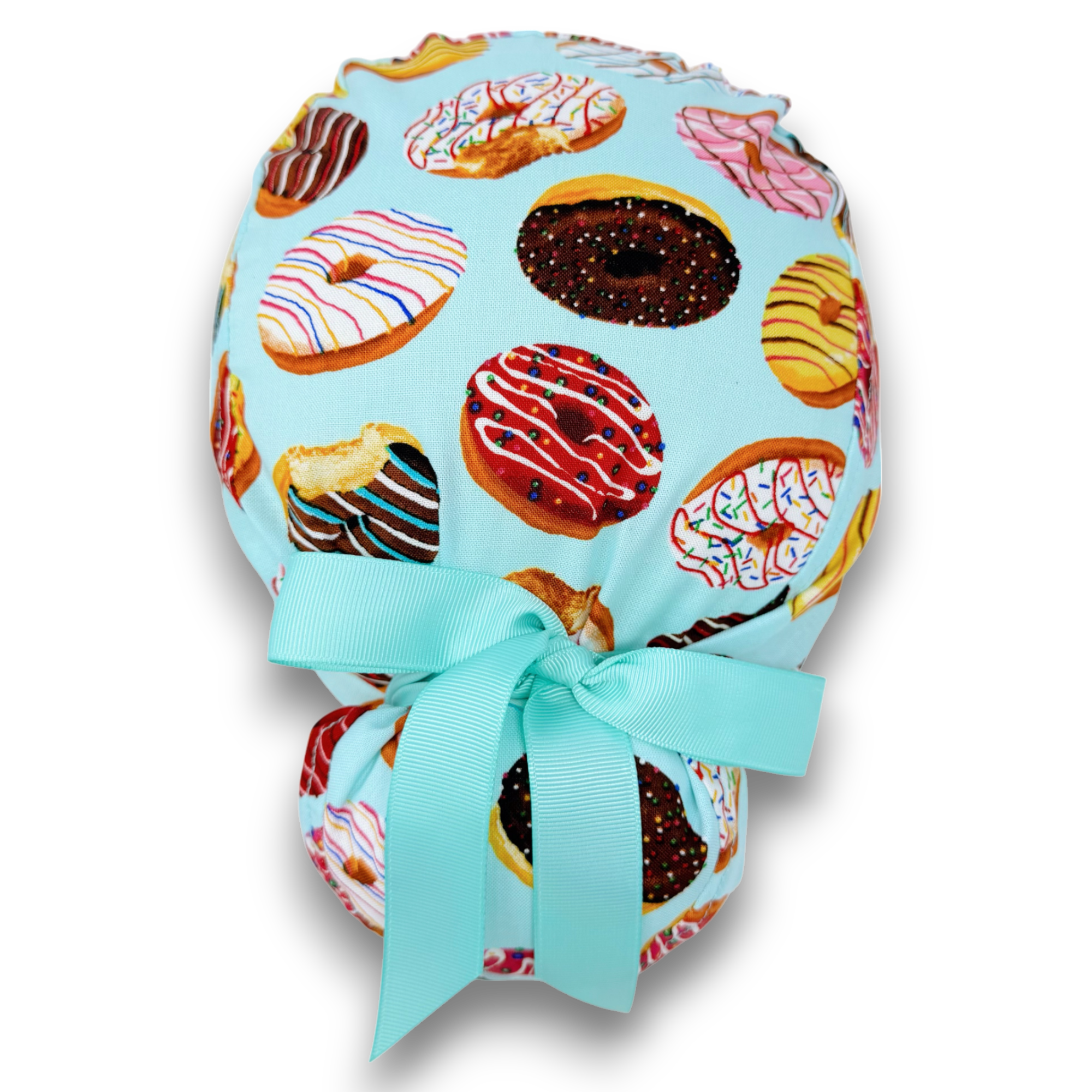 Donut Euro scrub cap with ties for Women by Paradise Caps. Euro PLUS style.