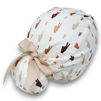 Feminine Euro scrub cap with ties for Women by Paradise Caps. Euro PLUS style.