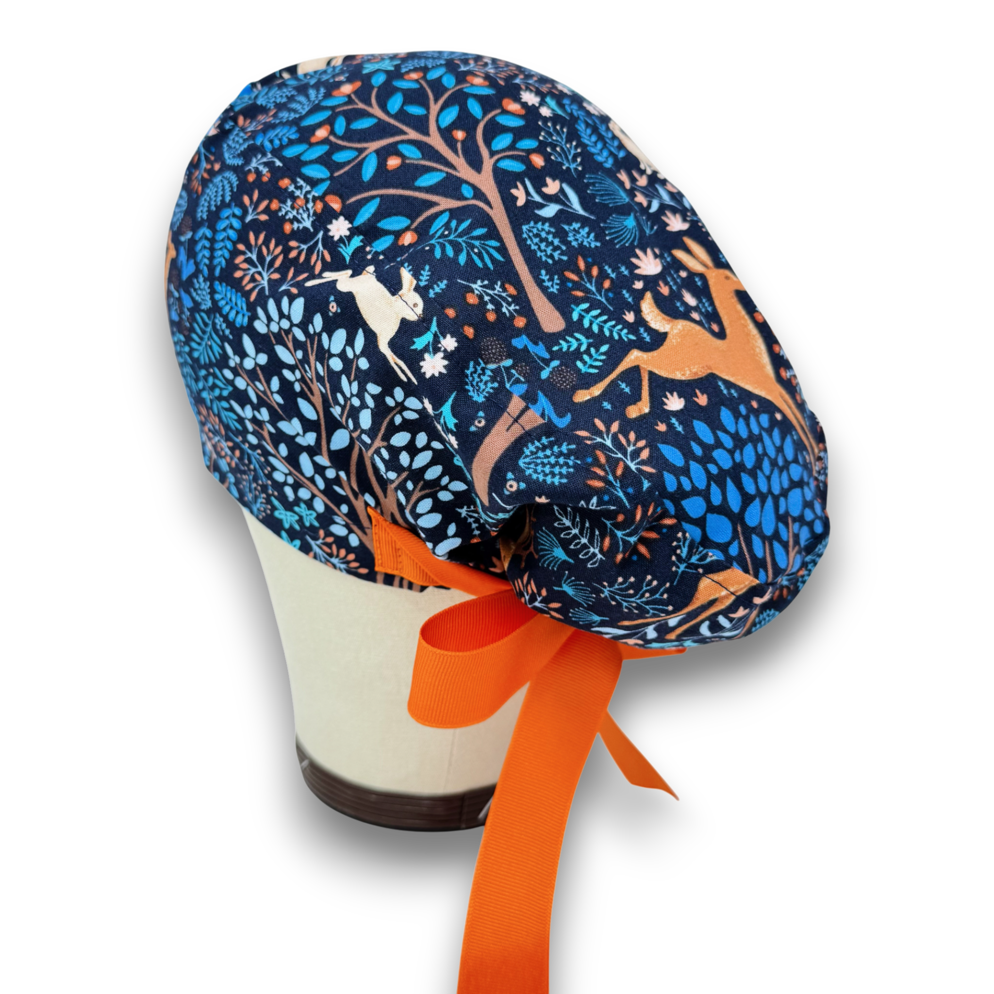 Woodland Animals Euro scrub cap with ties for Women by Paradise Caps. Euro PLUS style.